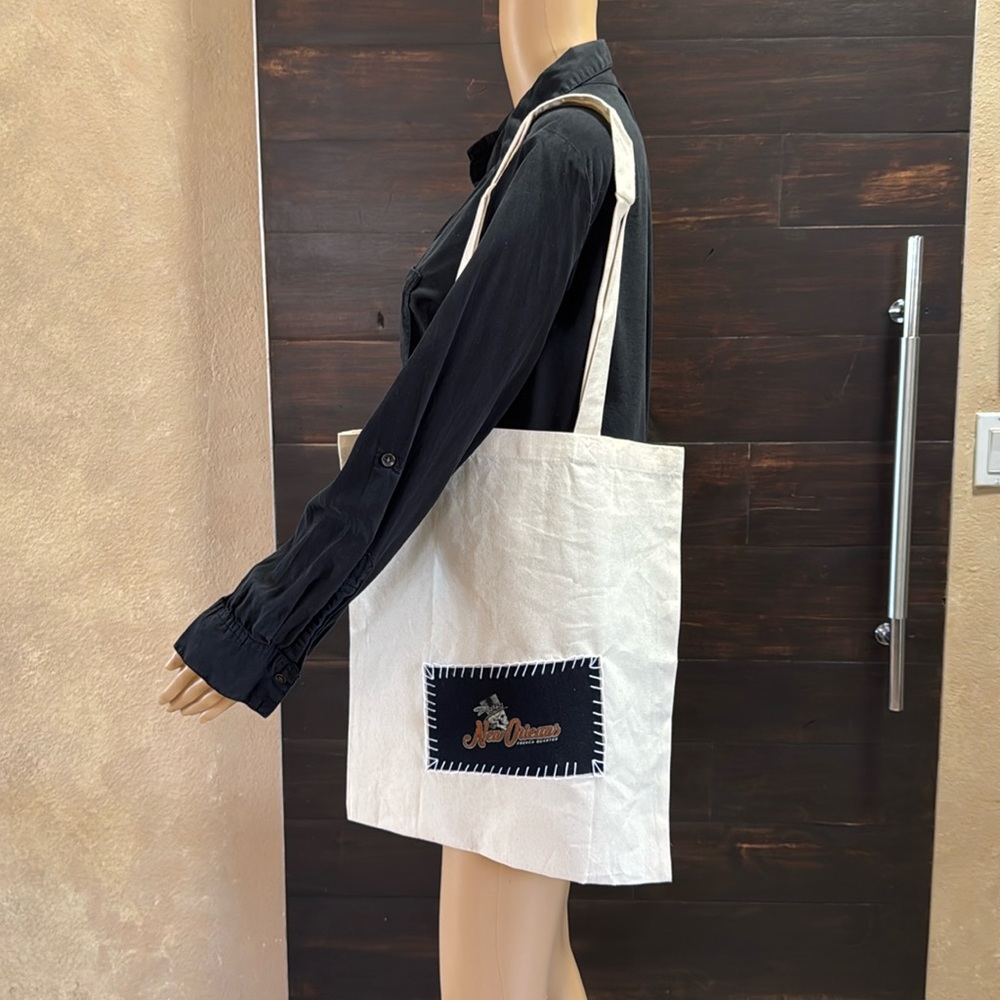 Canvas (New Orleans) Tote Bag- Cream, Size 15x16